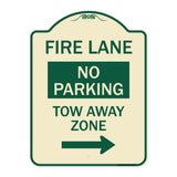 Fire Lane Tow-Away Zone with Right Arrow