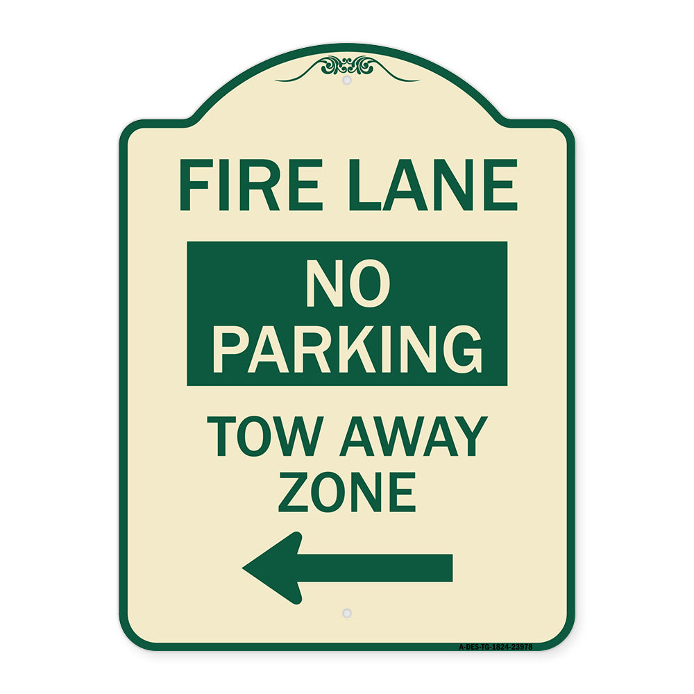 Fire Lane Tow-Away Zone with Left Arrow