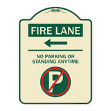 Fire Lane - No Parking or Standing Anytime (With No Parking Symbol and Left Arrow)