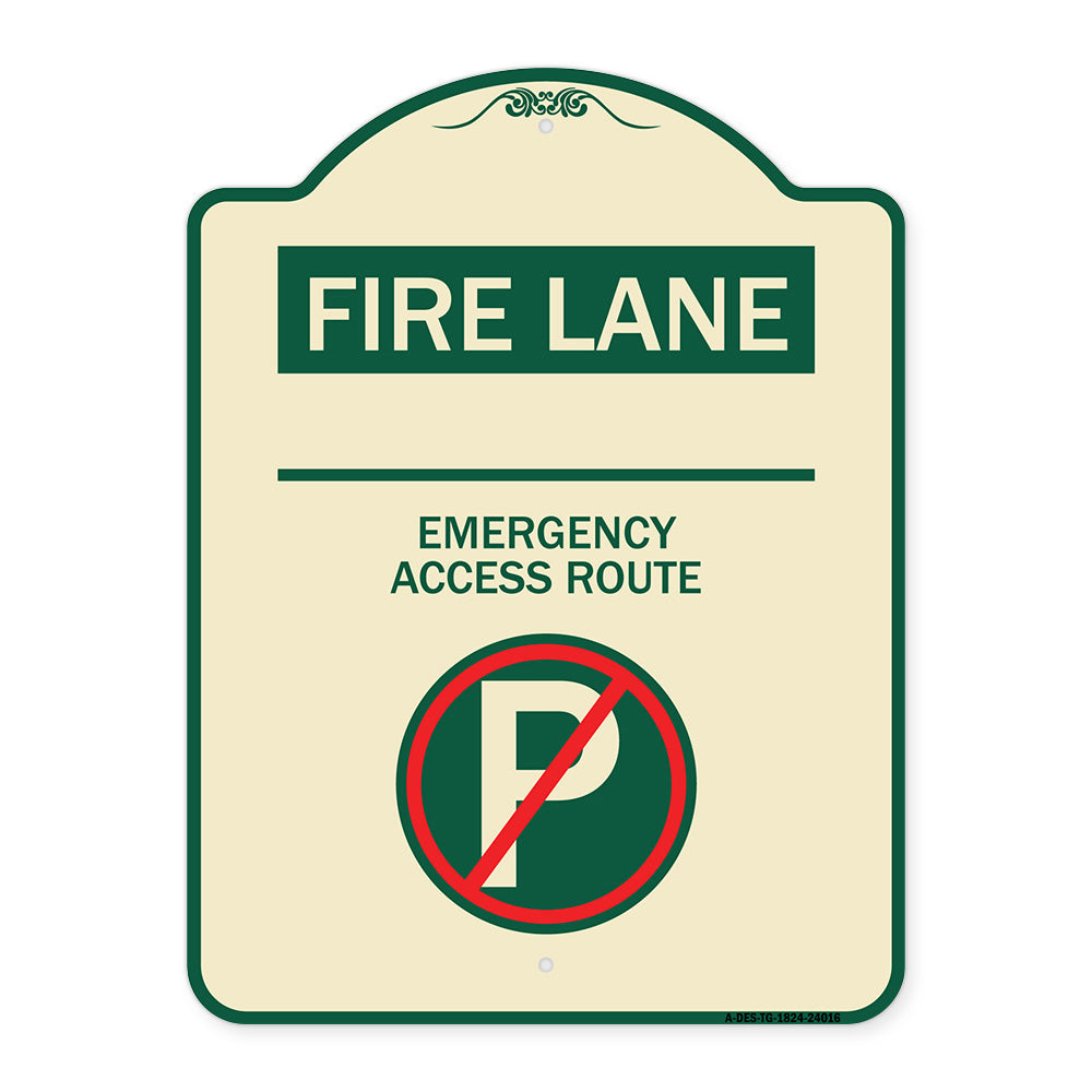 Fire Lane - Emergency Access Route (With No Parking Symbol)