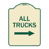 Driveway Sign All Trucks with Right Arrow
