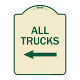 Driveway Sign All Trucks with Left Arrow