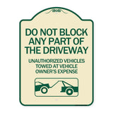 Do Not Block ANY Part of the Driveway Unauthorized Vehicles Towed at Owner Expense with Graphic
