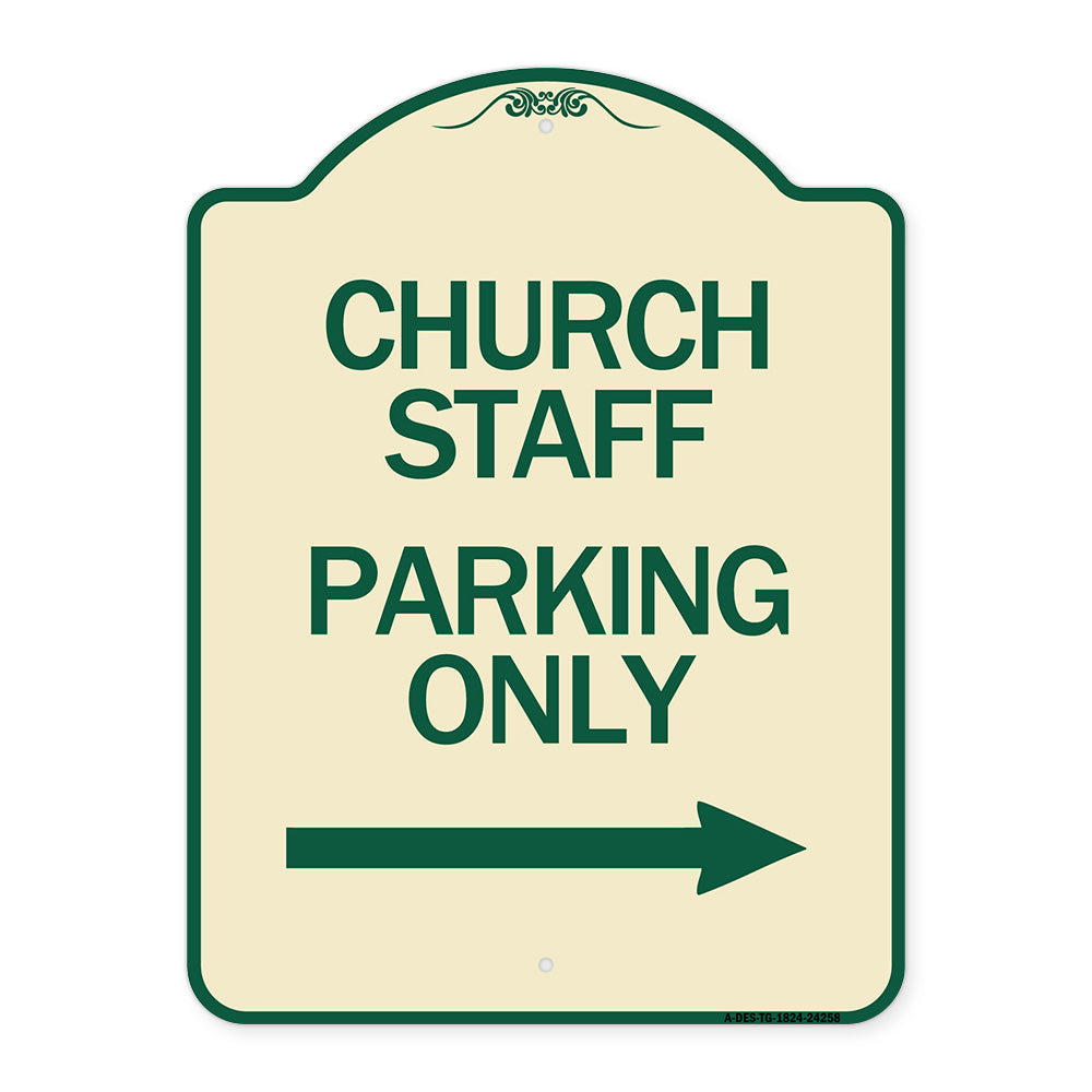 Church Staff Parking Only (With Right Arrow)