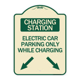 Charging Station Electric Car Parking Only While Charging with Left and Right Down Pointing Arrows