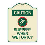 Caution - Slippery When Wet or Icy (With Graphic)