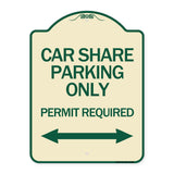 Car Share Parking Only Permit Required with Bidirectional Arrow