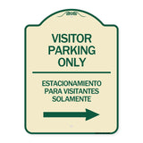Bilingual Reserved Parking Sign Visitor Parking Only - Estacionamiento Para Visitantes Solamente (With Right Arrow)