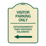 Bilingual Reserved Parking Sign Visitor Parking Only - Estacionamiento Para Visitantes Solamente (With Left Arrow)
