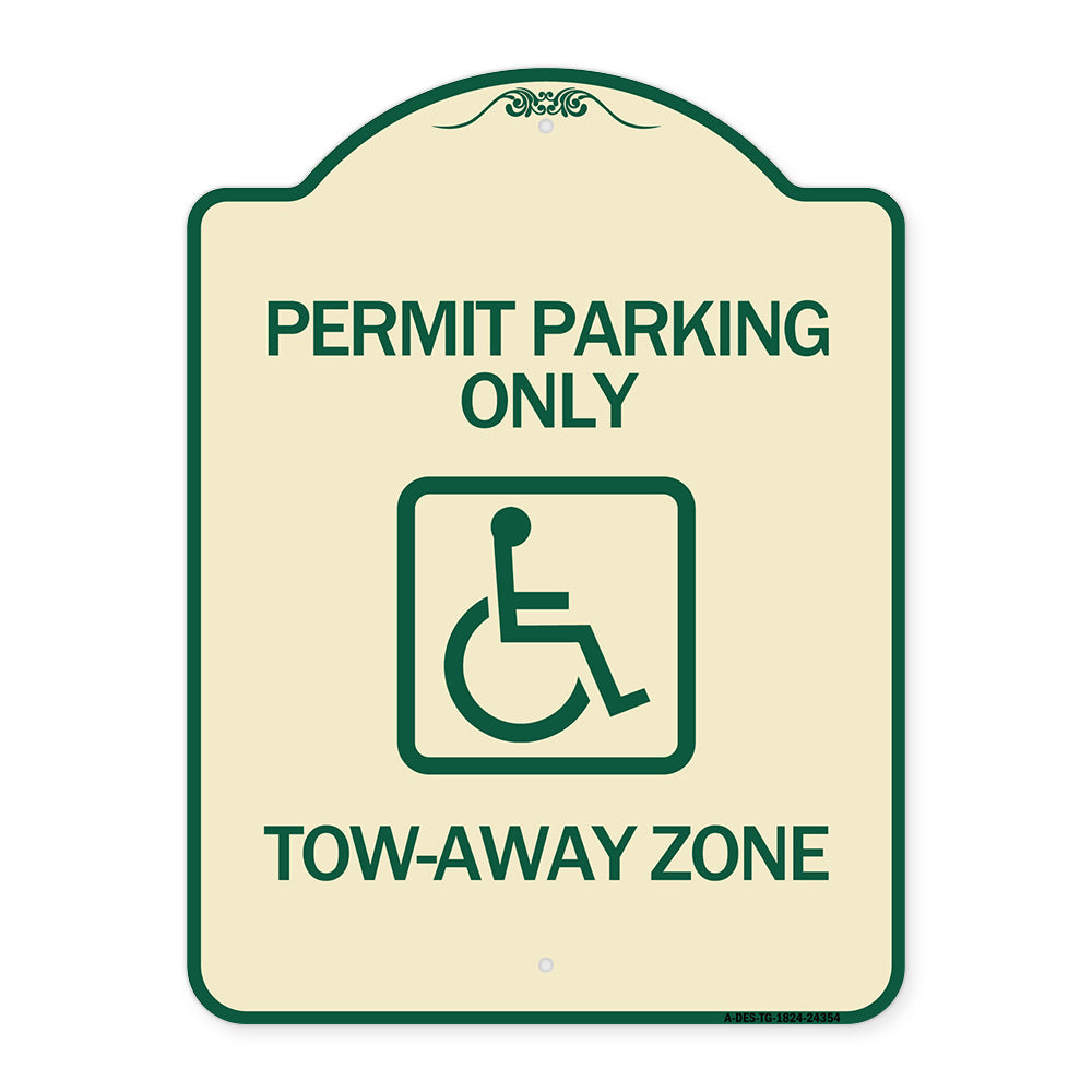 Accessible Permit Parking Only Tow-Away Zone with Symbol