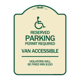 Connecticut Reserved Parking Permit Required Van Accessible Violators Will Be Fined Min $150 with Symbol