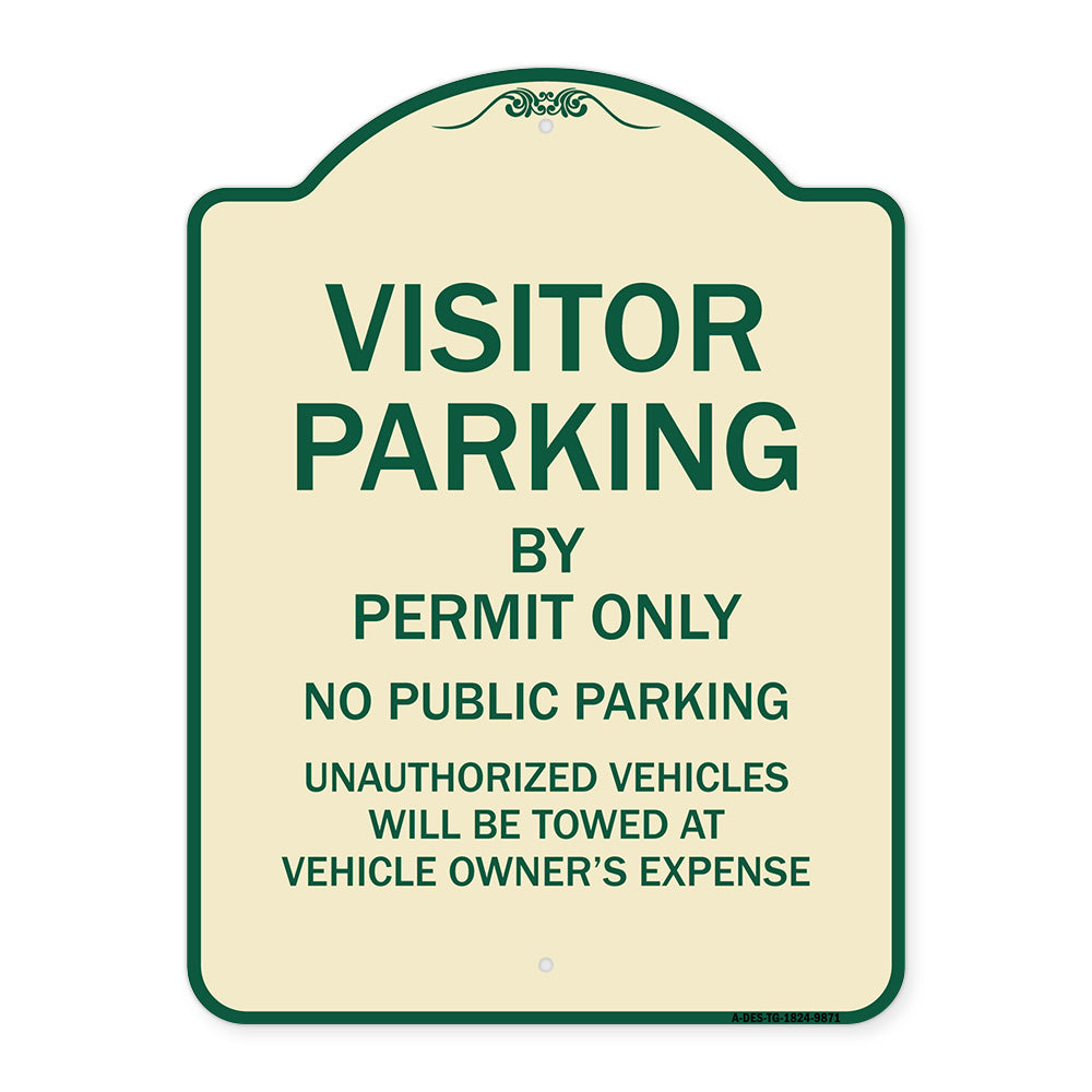 Visitor Parking By Permit Only No Public Parking Sign
