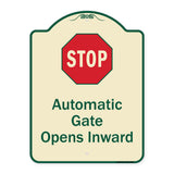 Stop, Automatic Gate, Opens Inward With Symbol