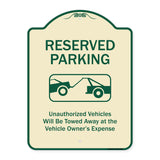 Reserved Parking Unauthorized Vehicles Will Be Towed Away At Owner Expense With Graphic