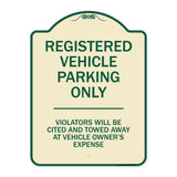 Registered Vehicle Parking Only Violators Will Be Cited And Towed Away At Vehicle Owner's Expense