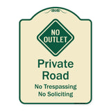Private Road No Trespassing Or Soliciting With No Outlet Symbol