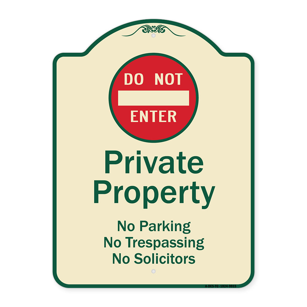 Private Property No Parking Trespassing Or Solicitors With Do Not Enter Symbol