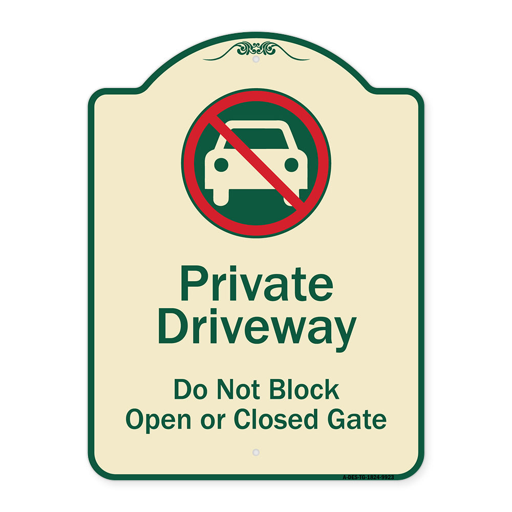 Private Driveway Do Not Block Open Or Closed Gate With No Parking Graphic