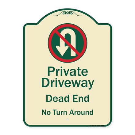 Private Driveway Dead End No Turn Around With Symbol