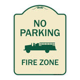 No Parking, Fire Zone With Fire Truck Graphic
