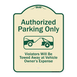 Authorized Parking Only Violators Will Be Towed Away At Owner Expense With Graphic