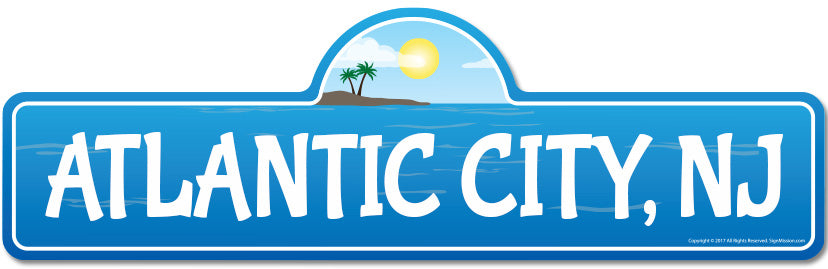 Atlantic City, NJ New Jersey Beach Street Sign