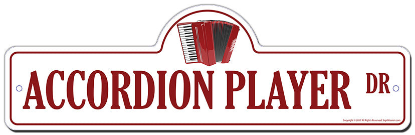 Accordion Player Street Sign