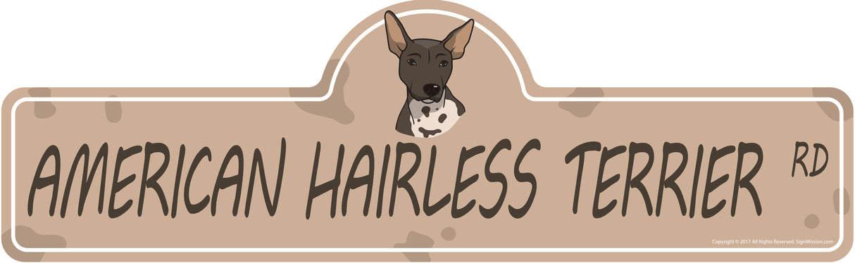 American Hairless Terrier Street Sign