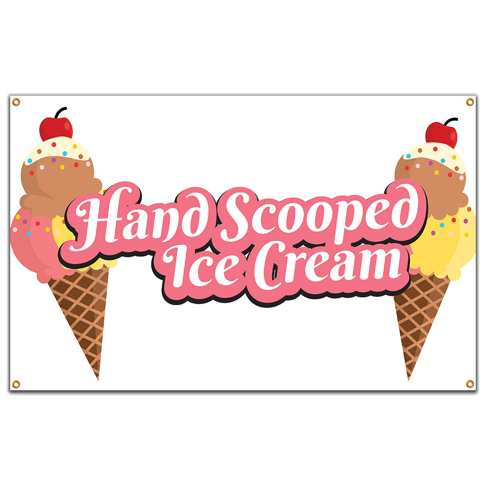 Hand Scooped Ice Cream BannerBanners Multiple Size Options – SignMission