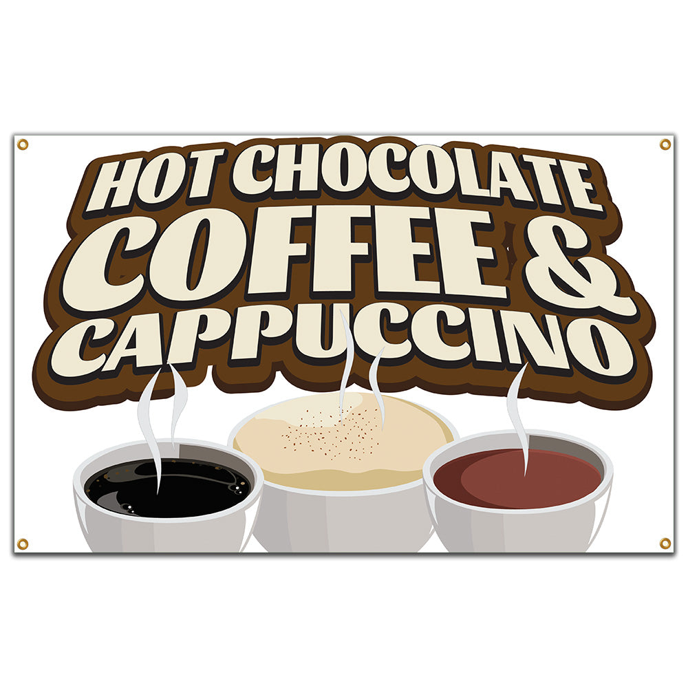 Hot Chocolate Coffee And Cappuccino Banner
