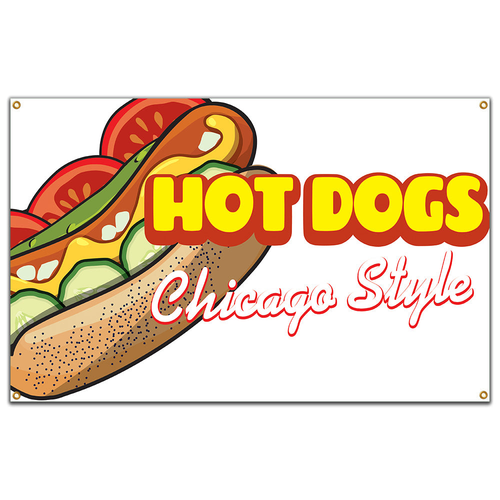 Hot Dogs Chicago Style Banner
