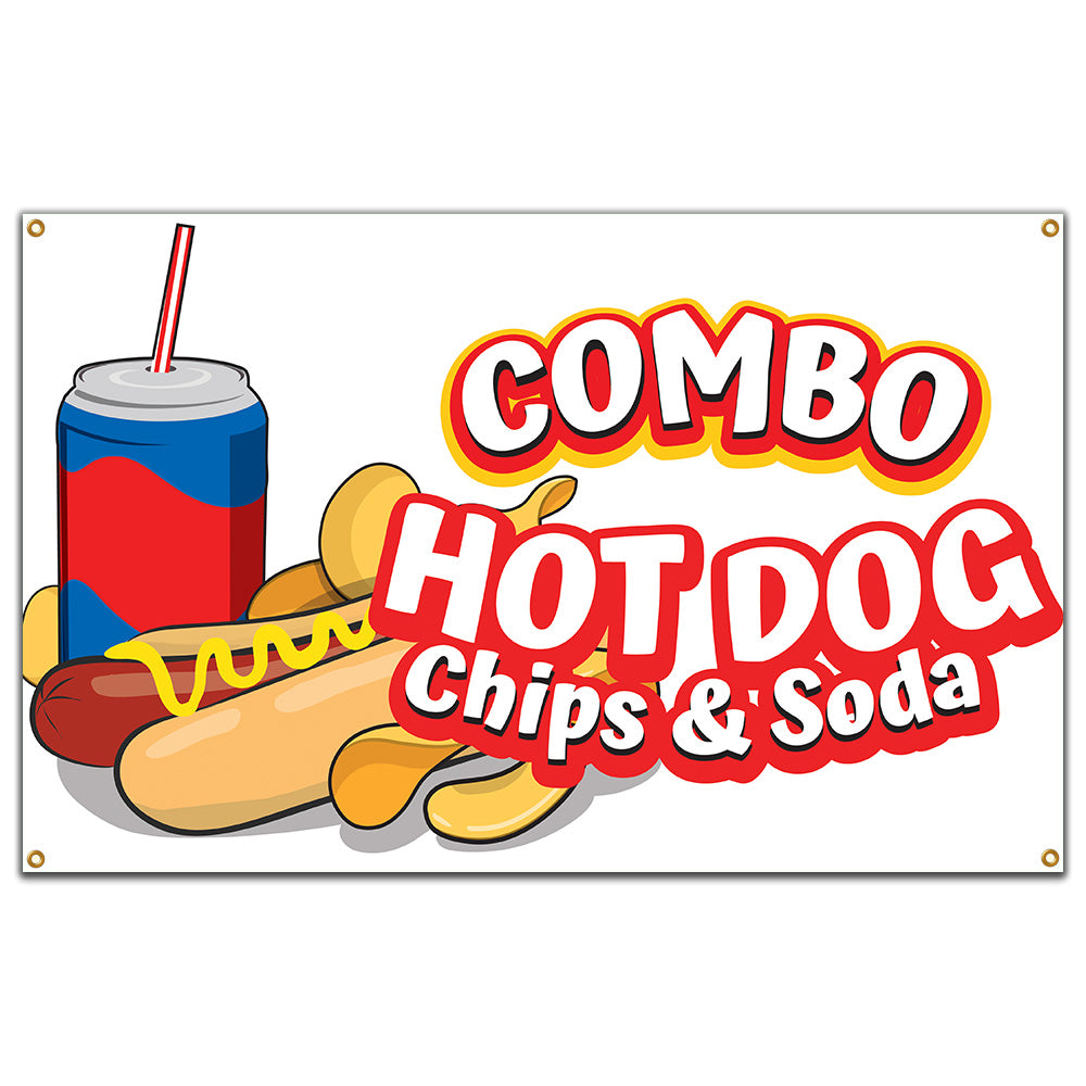 Hot Dogs Chips And Soda Combo Banner