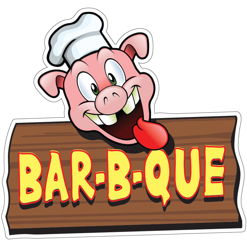 Bar-B-Que Pig Sign Die-Cut Decal