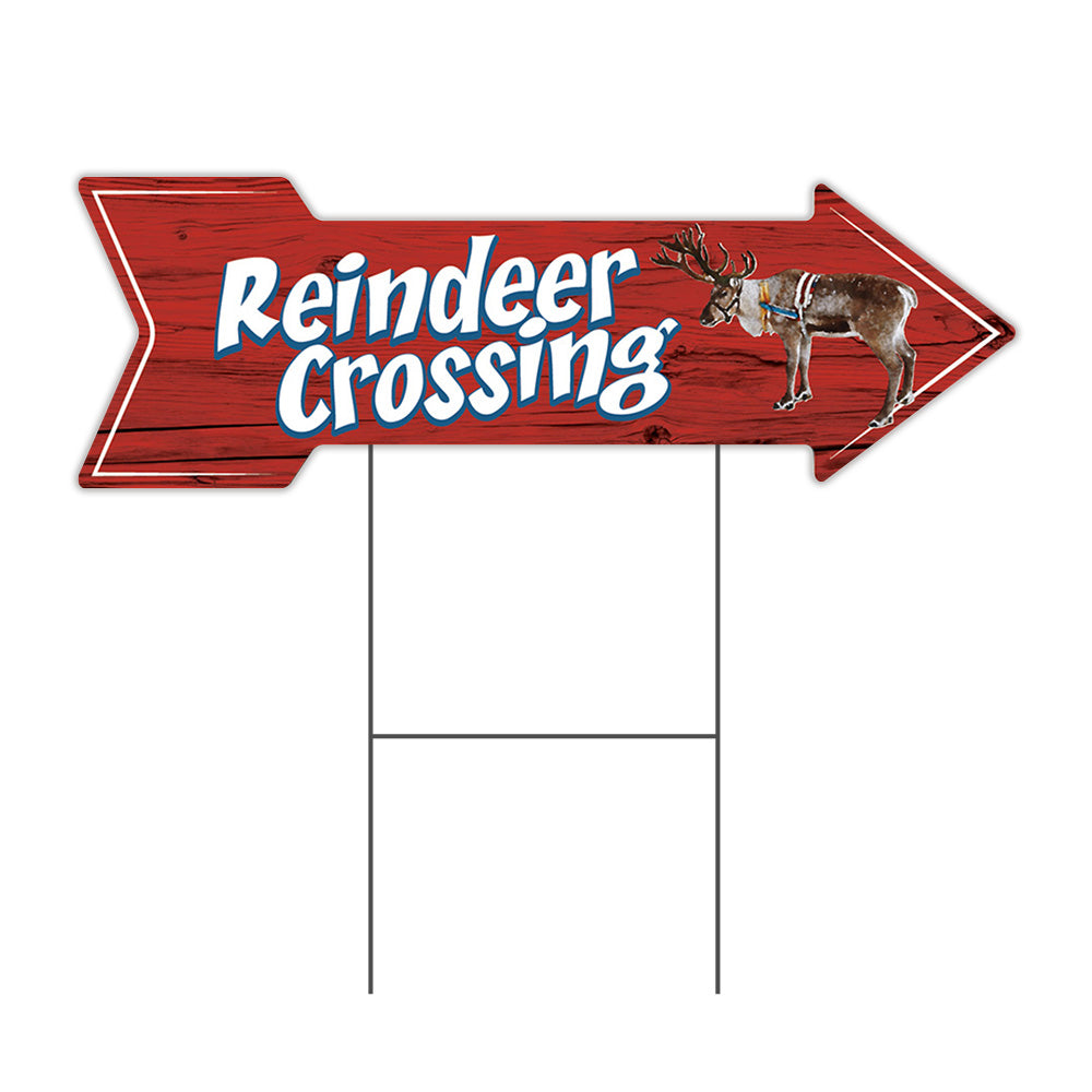 Reindeer Crossing Arrow Sign