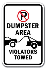 Dumpster Area Violators Towed With ''P'' No Parking Symbol