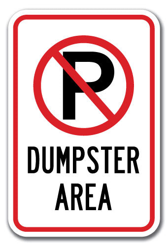 Dumpster Area With ''P'' No Parking Symbol