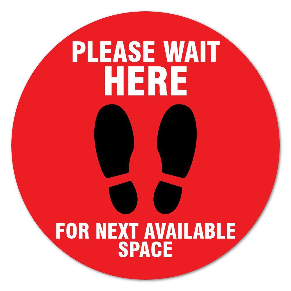 Please Wait Here Red 11" Floor Marker