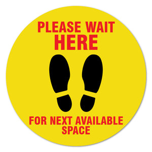 Please Wait Here Yellow 16" Floor Marker