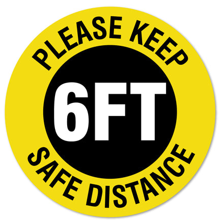 Please Keep Safe Distance 7" Floor Marker