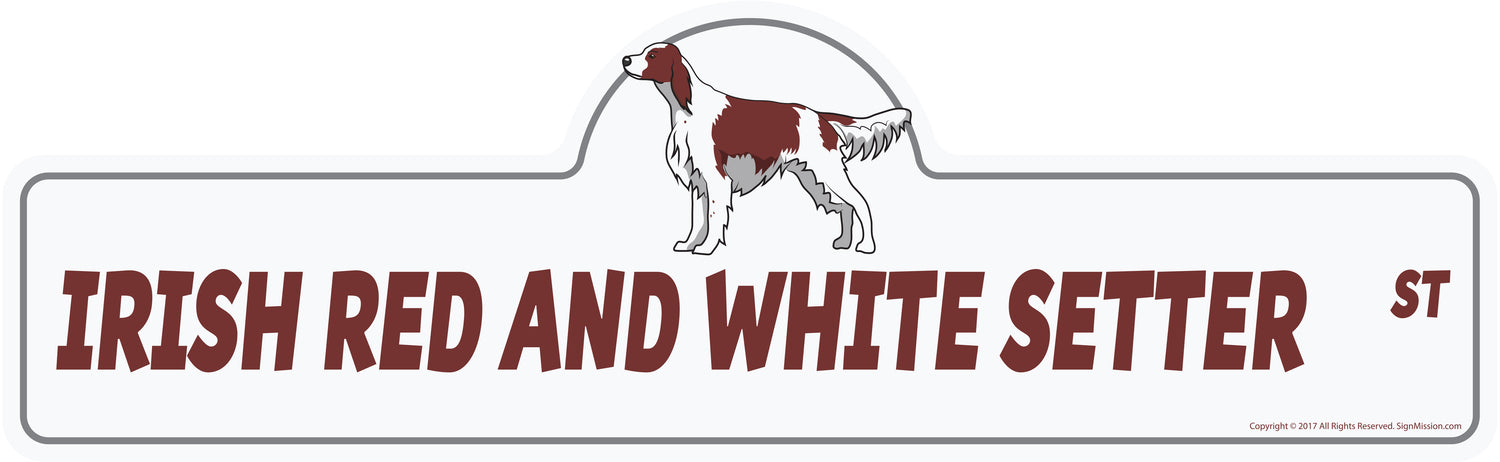 Irish Red And White Setter Street Sign