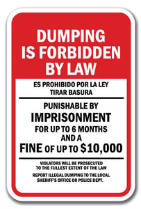 Dumping Is Forbidden By Law Es Prohibido Por La Ley Tirar Basura Punishable By Imprisonment For Up To 6 Months And Fine