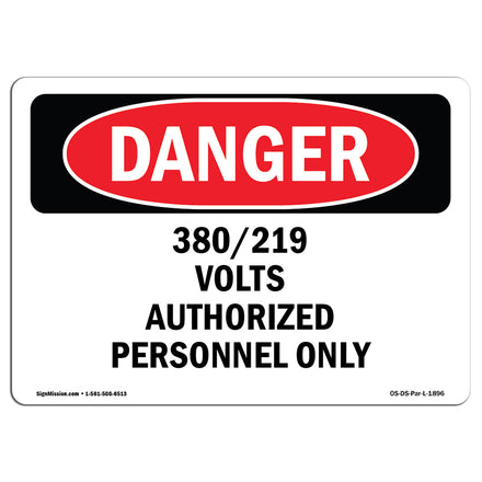 380 219 Volts Authorized Personnel Only