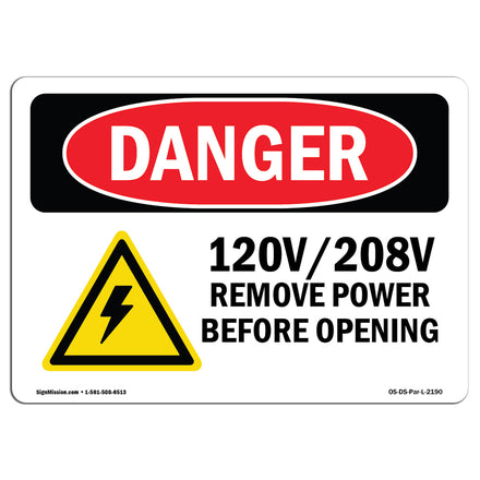 120V 208V Remove power before opening