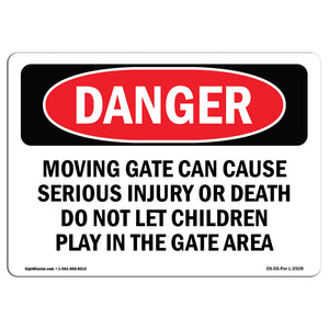 Moving Gate Can Cause Serious Injury Or