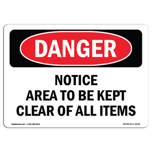 Notice Area To Be Kept Clear Of All Items