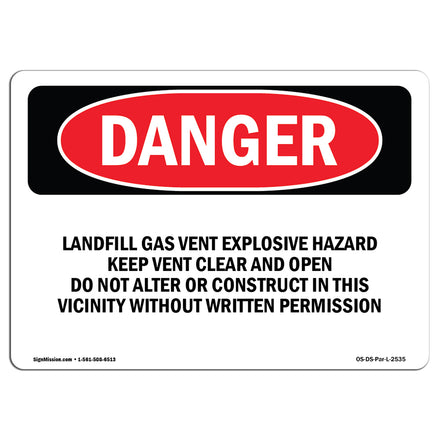 Landfill Gas Vent Explosive Hazard Keep