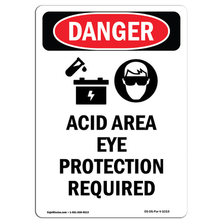 Acid Area Eye Protection Required