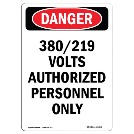 380 219 Volts Authorized Personnel Only