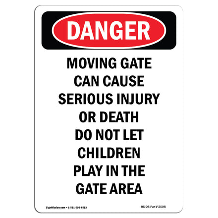 Moving Gate Can Cause Serious Injury Or