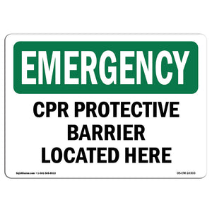 CPR Protective Barrier Located Here